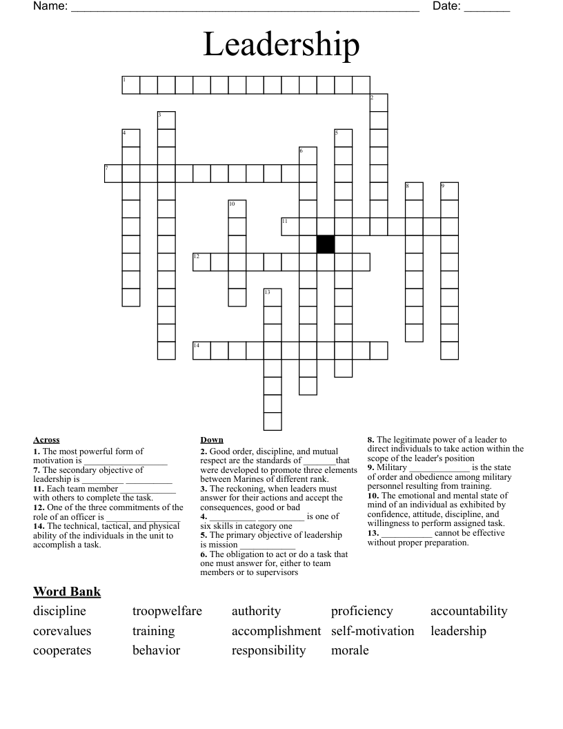 Leadership Crossword