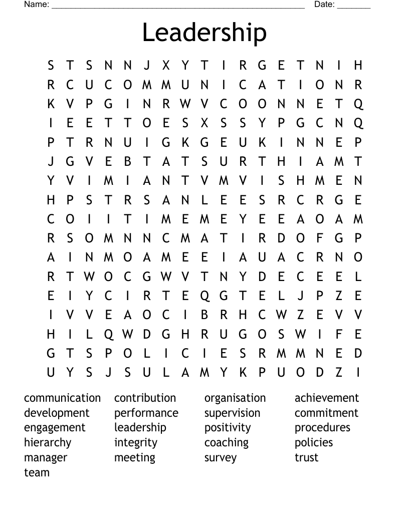 Leadership Word Search