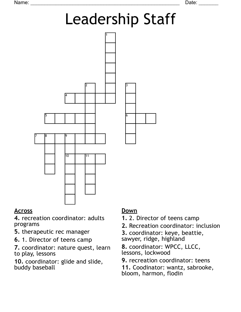 Leadership Staff Crossword