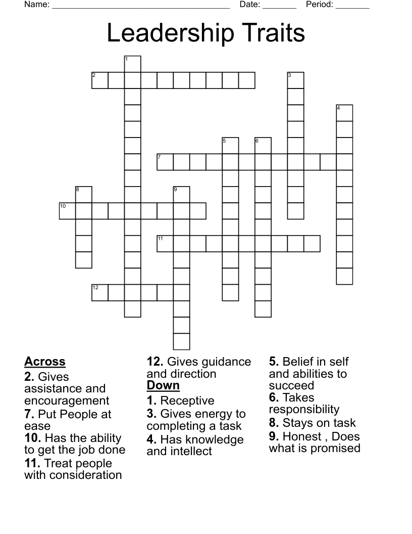Leadership Traits Crossword