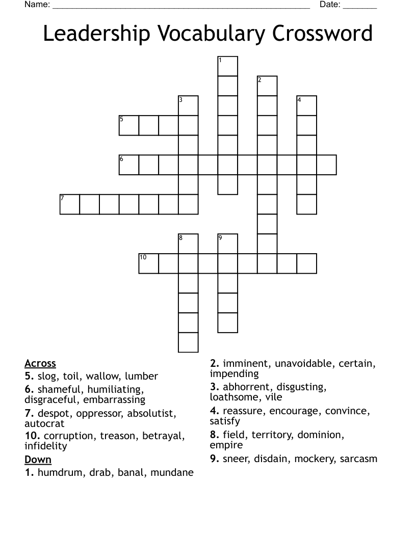 Leadership Vocabulary Crossword