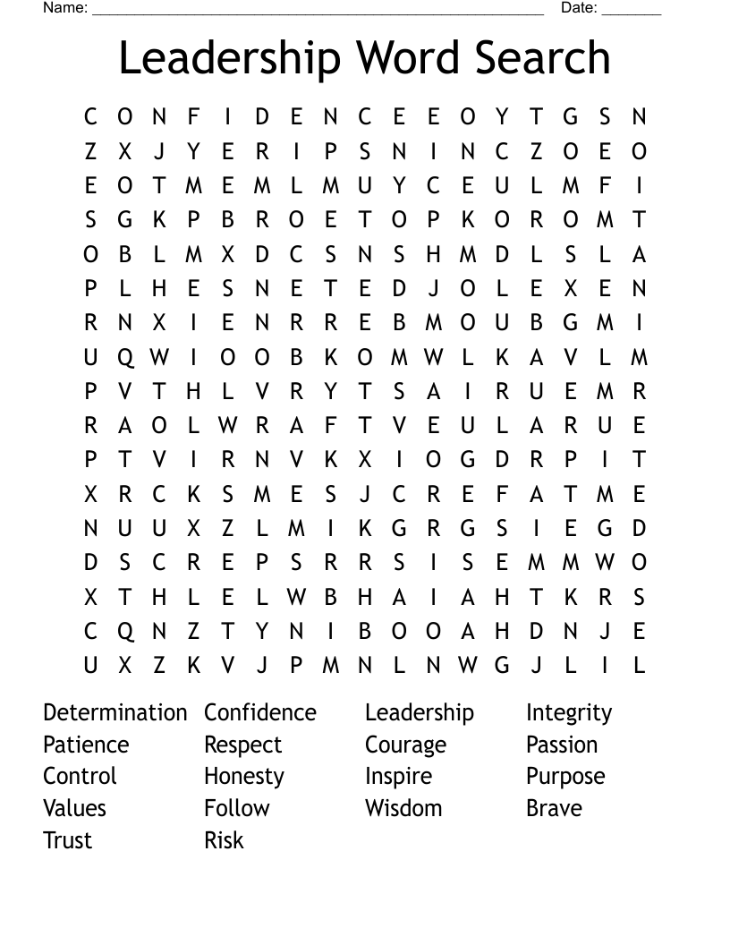 Leadership Word Search