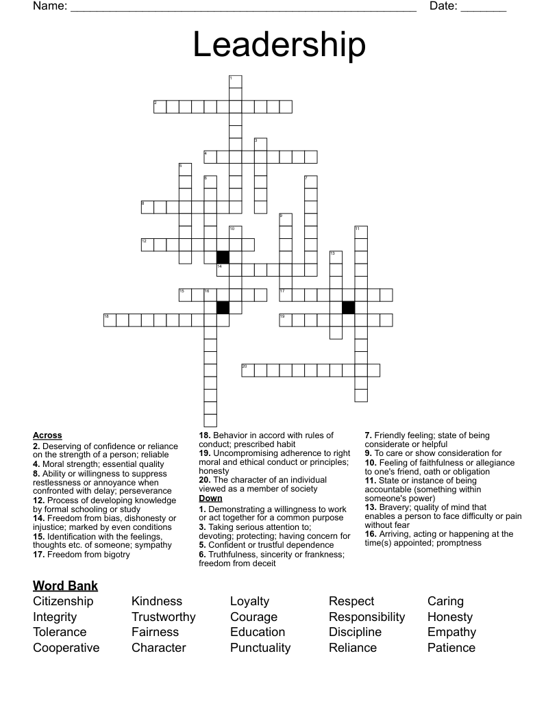 Leadership  Crossword