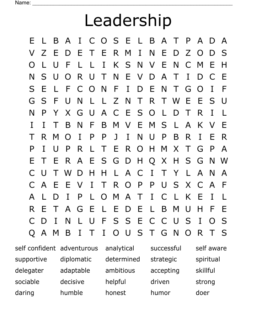 Leadership  Word Search