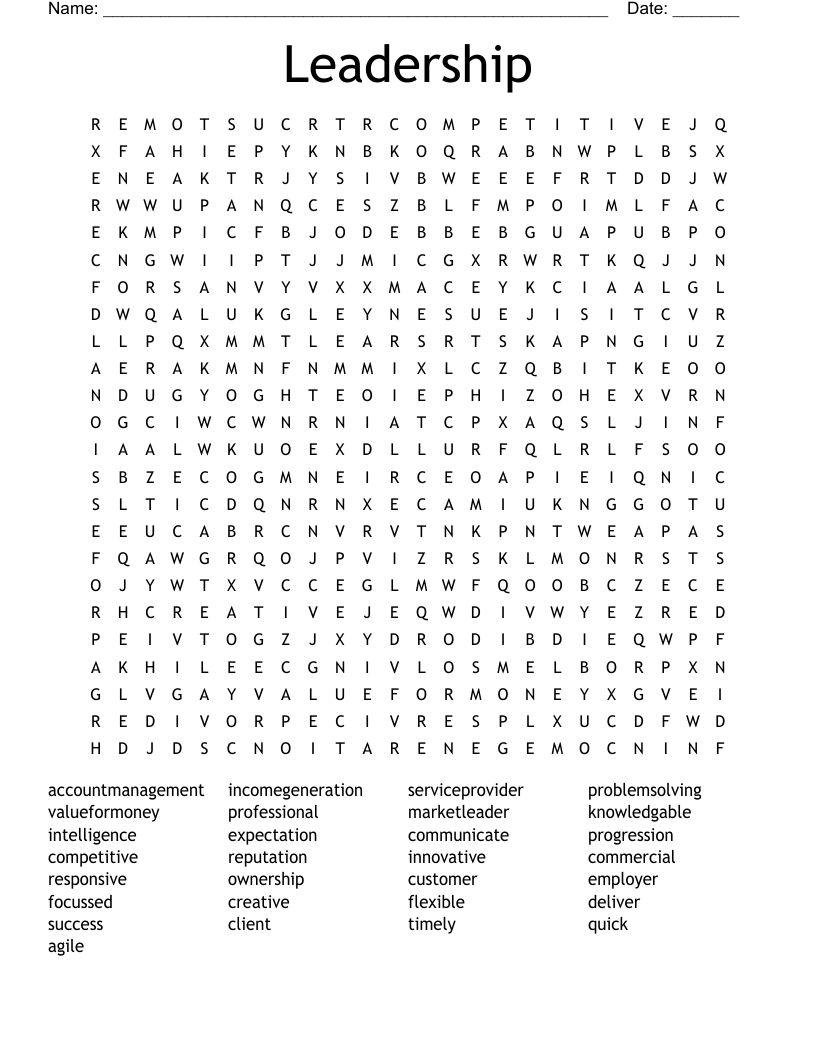 Leadership  Word Search