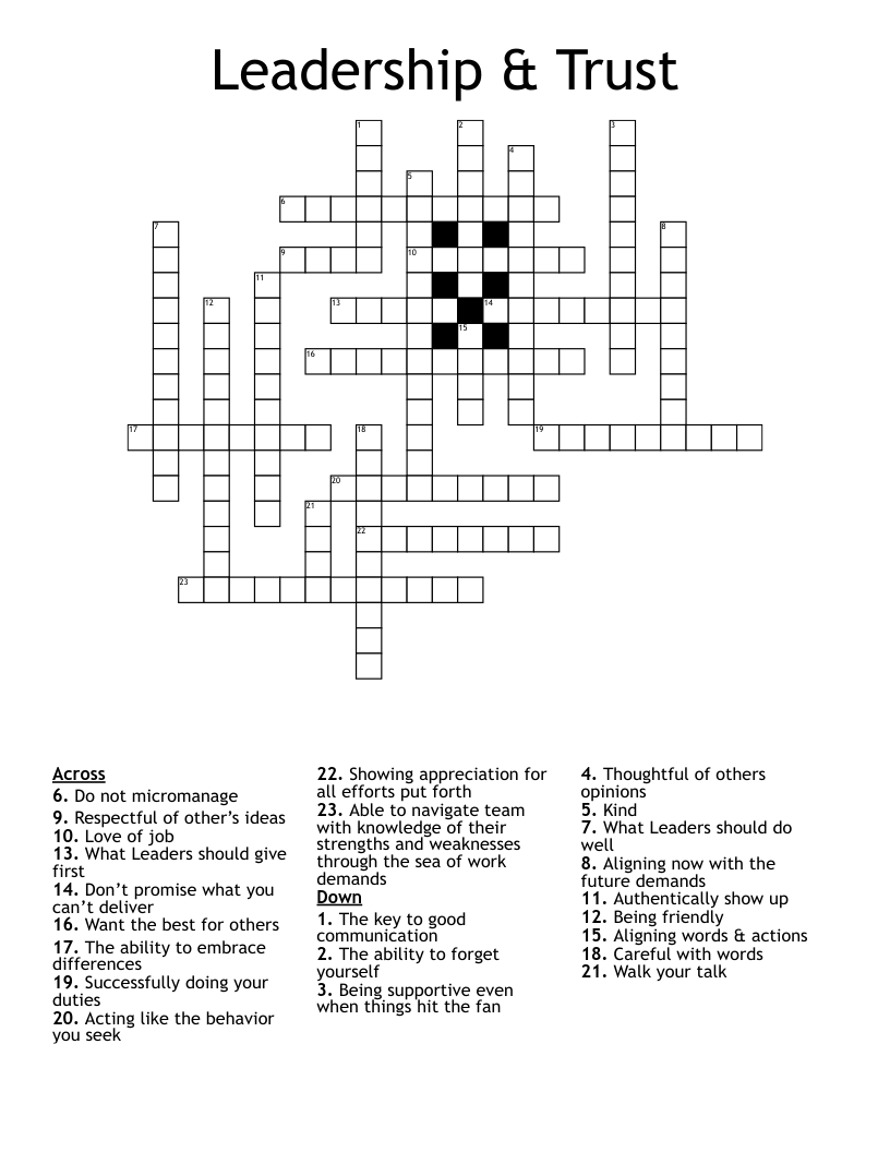 Leadership & Trust Crossword