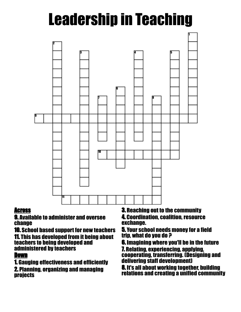 Leadership in Teaching  Crossword