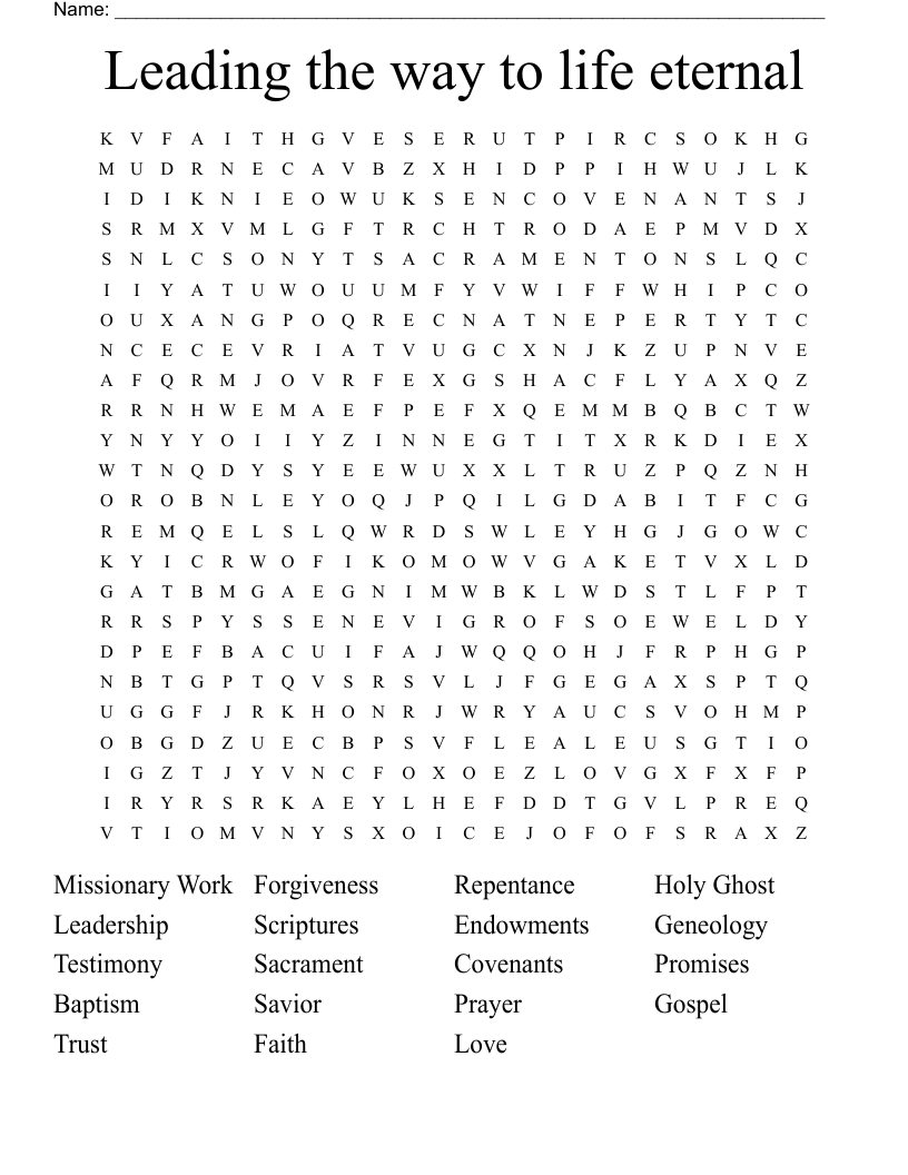 Leading the way to life eternal Word Search