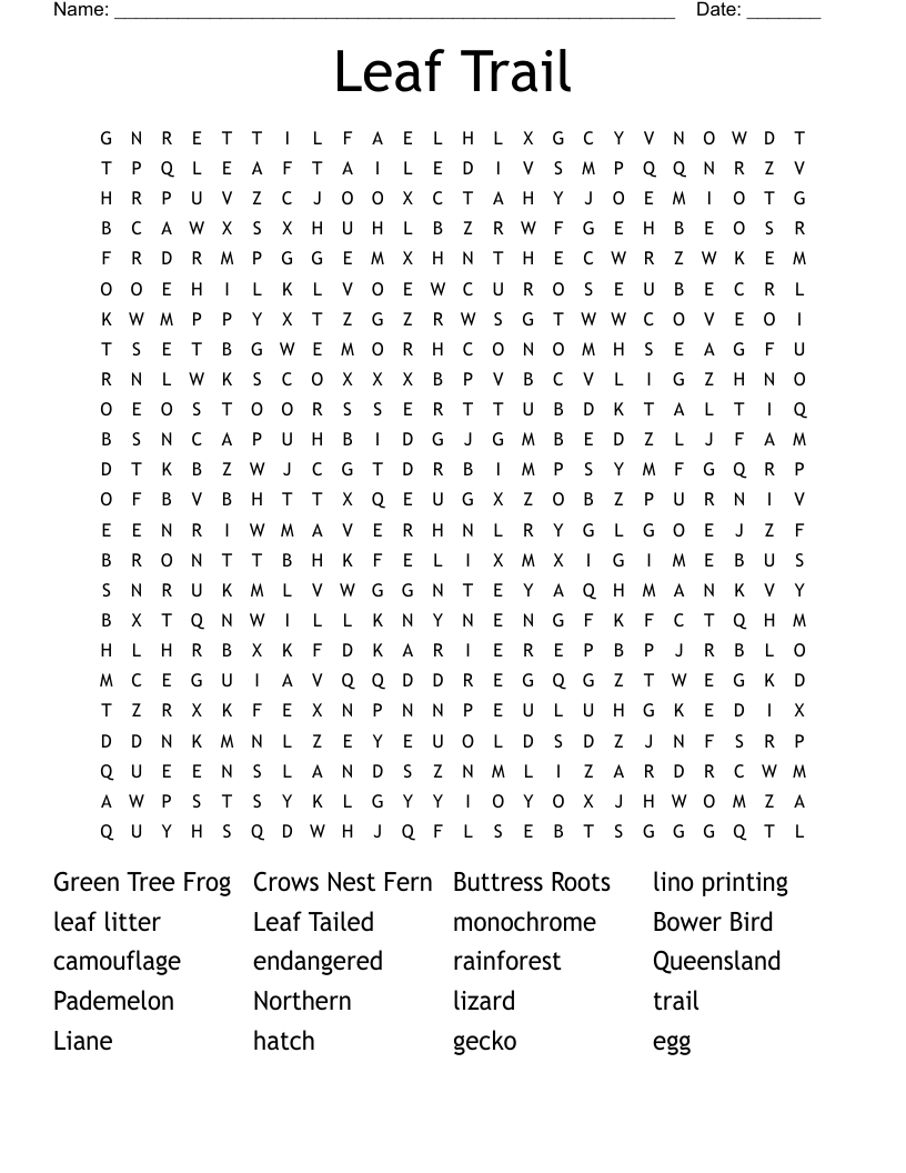 Leaf Trail Word Search