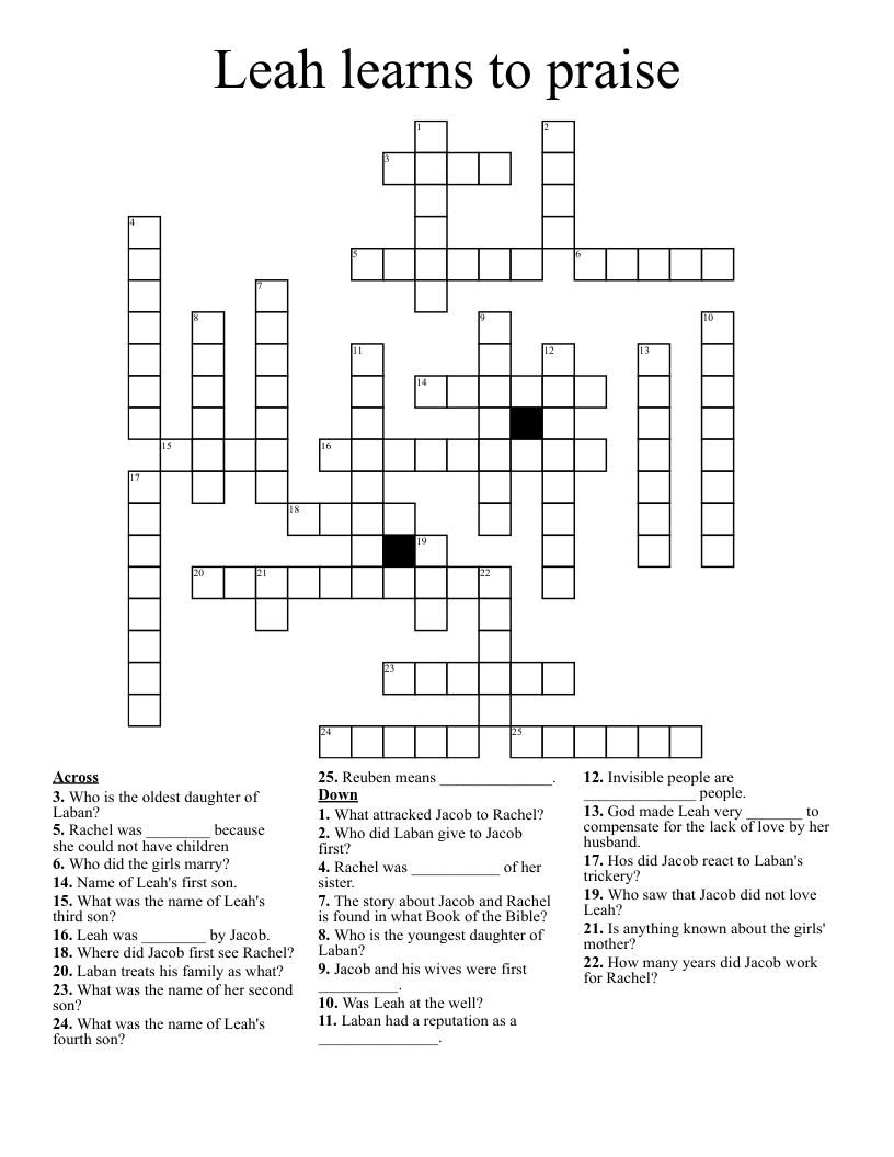 Leah learns to praise Crossword