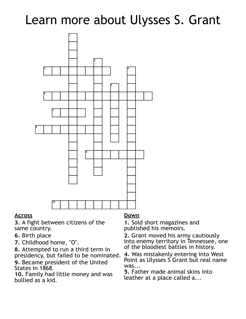 Learn more about Ulysses S. Grant Crossword