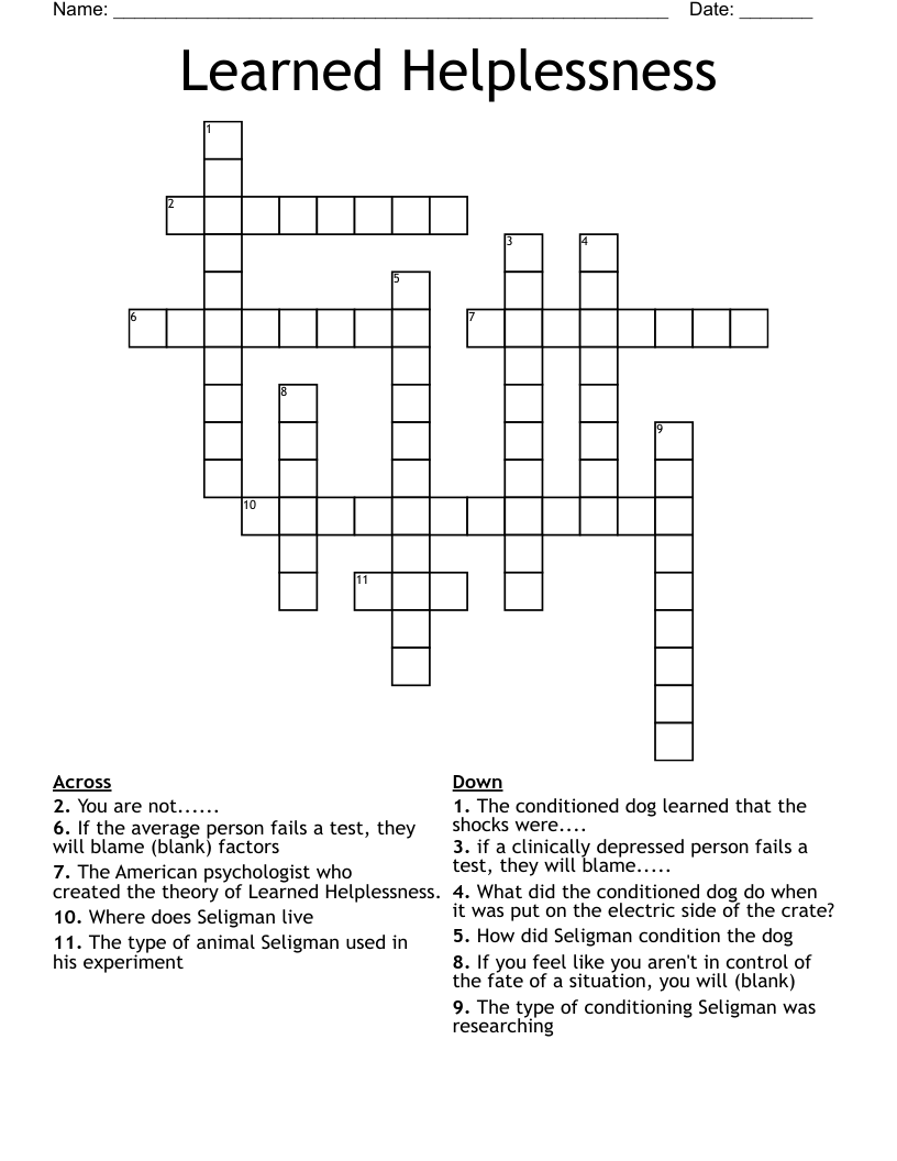 Learned Helplessness Crossword
