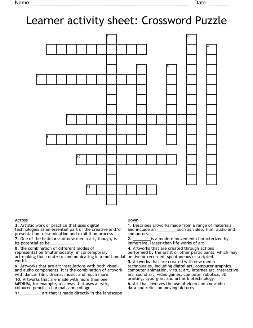 Learner activity sheet: Crossword Puzzle