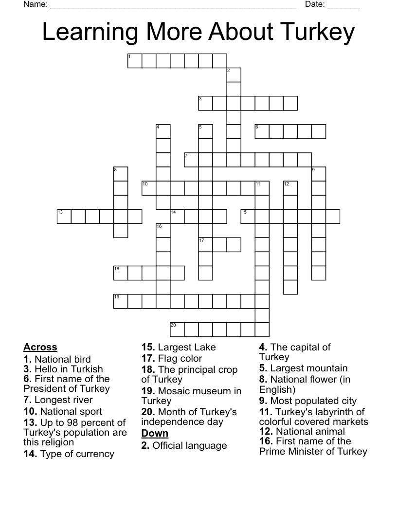 Learning More About Turkey Crossword