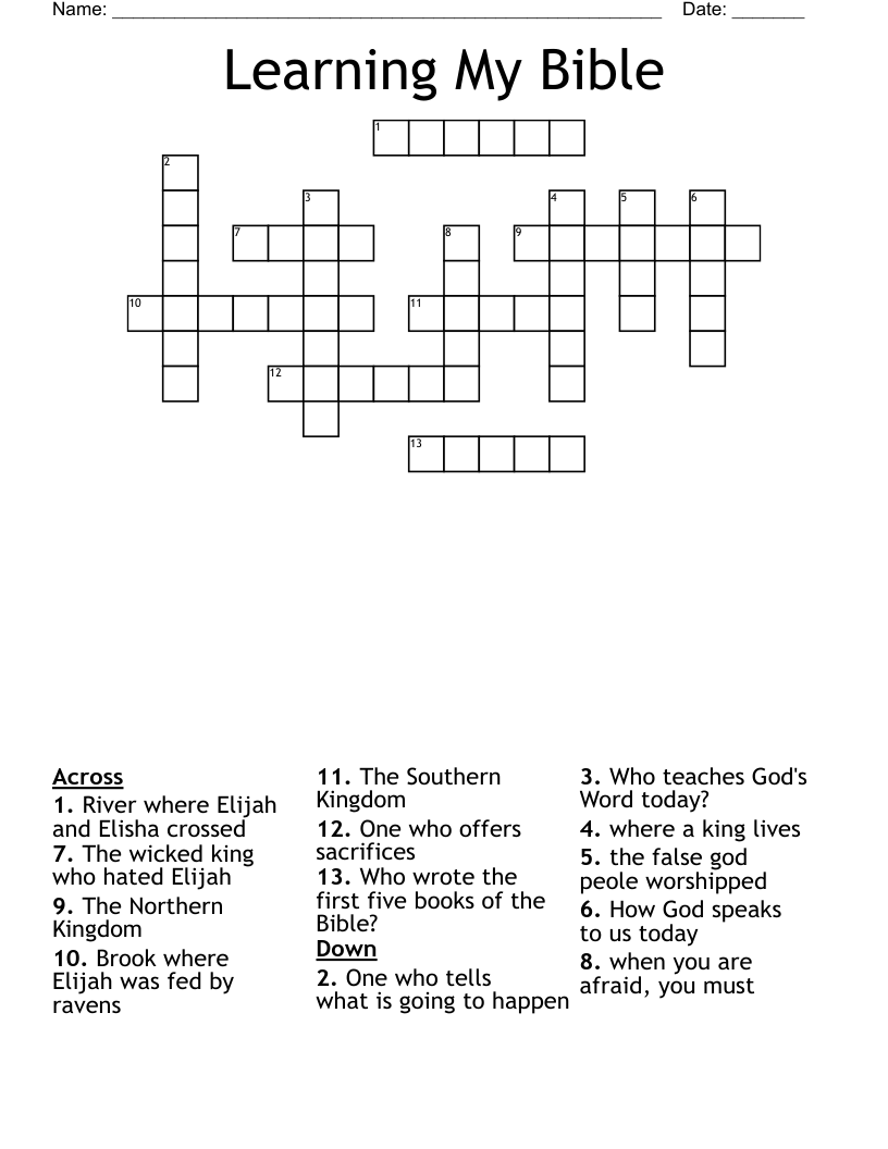 Learning My Bible Crossword