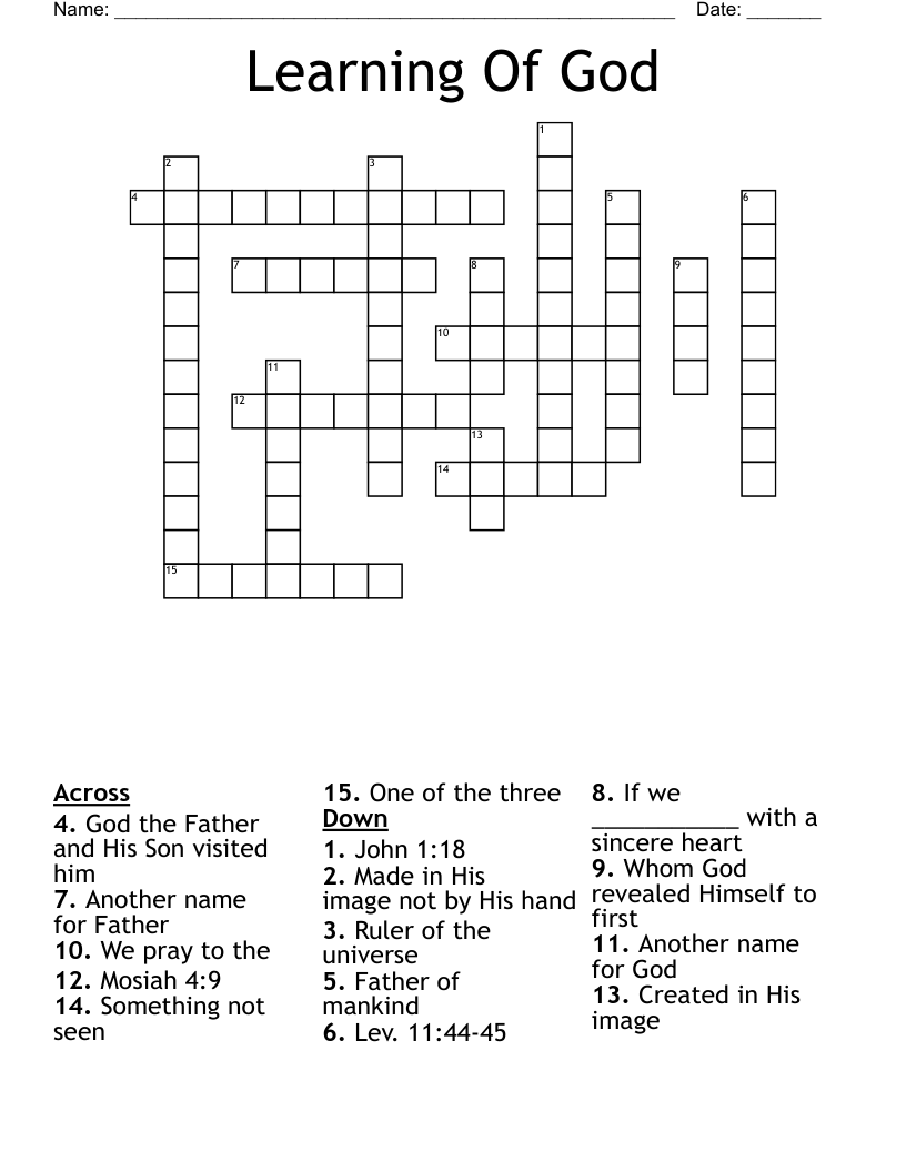 Learning Of God Crossword