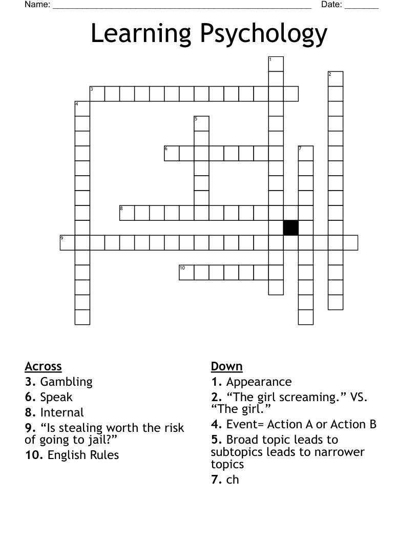 Learning Psychology Crossword