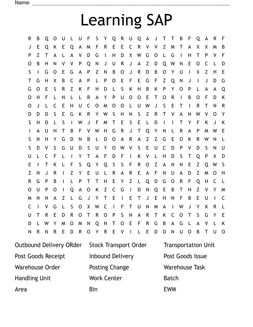 Learning SAP Word Search