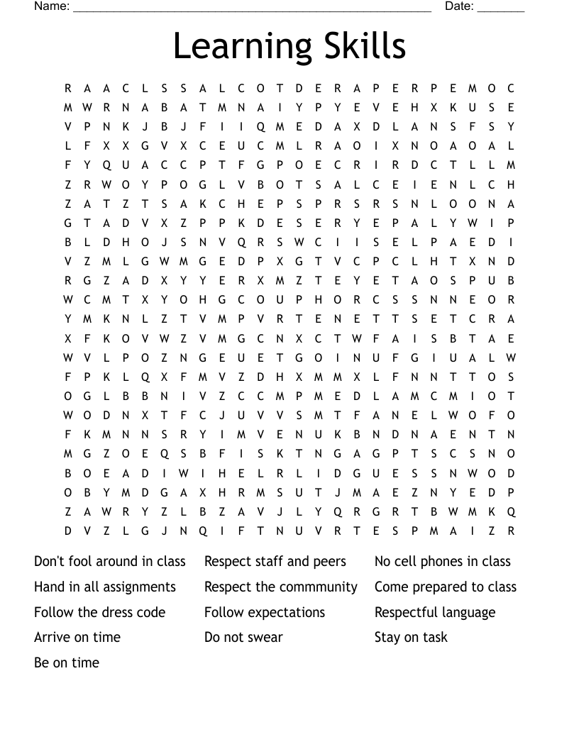 Learning Skills Word Search