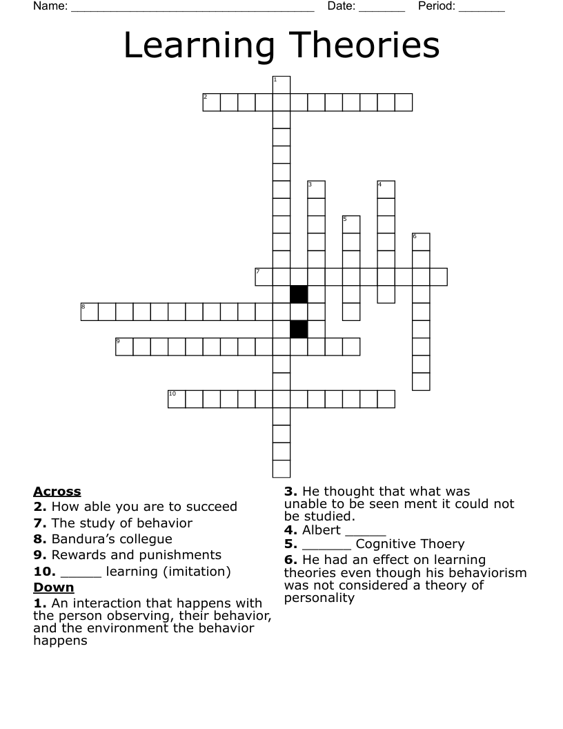 Learning Theories Crossword