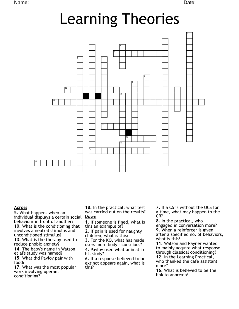 Learning Theories Crossword