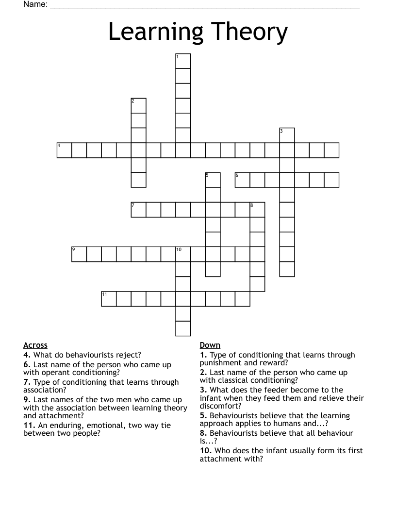 Learning Theory Crossword