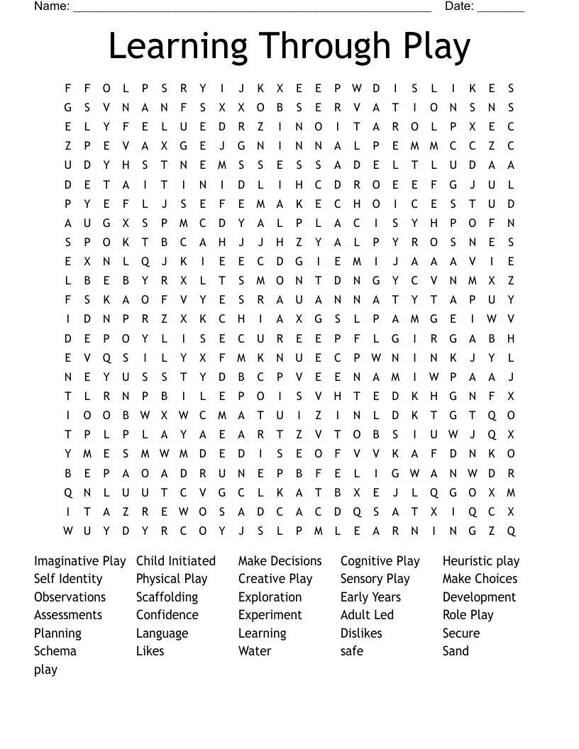 Learning Through Play Word Search