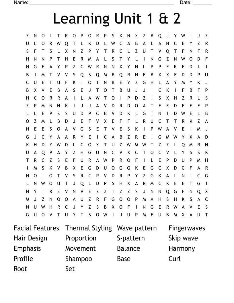 Learning Unit 1 &  2 Word Search