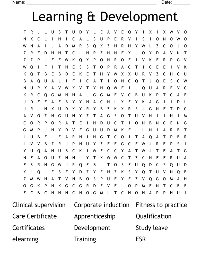 Learning & Development Word Search