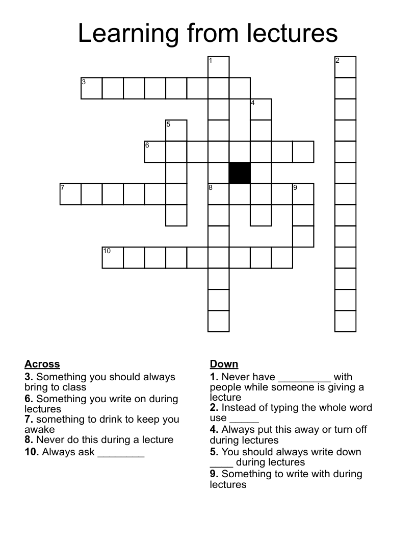 Learning from lectures Crossword