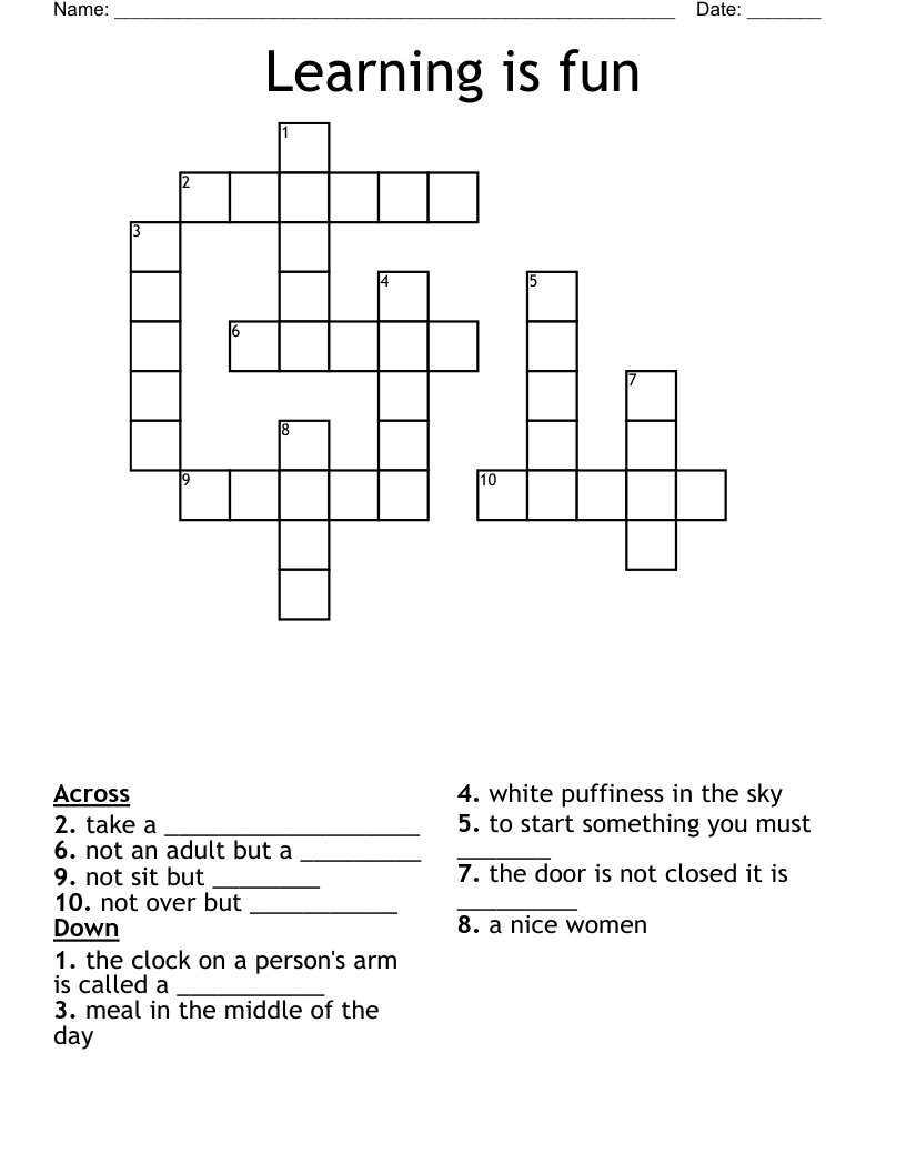 Learning is fun Crossword
