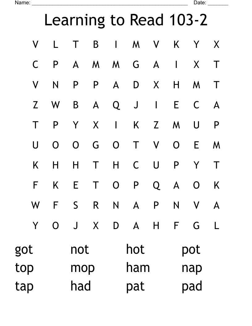 Learning to Read 103-2 Word Search