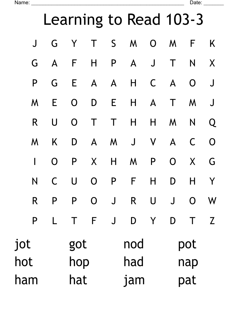 Learning to Read 103-3 Word Search