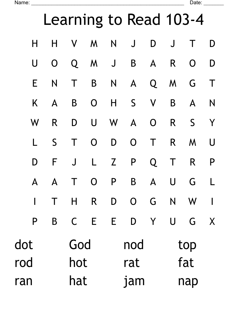 Learning to Read 103-4 Word Search