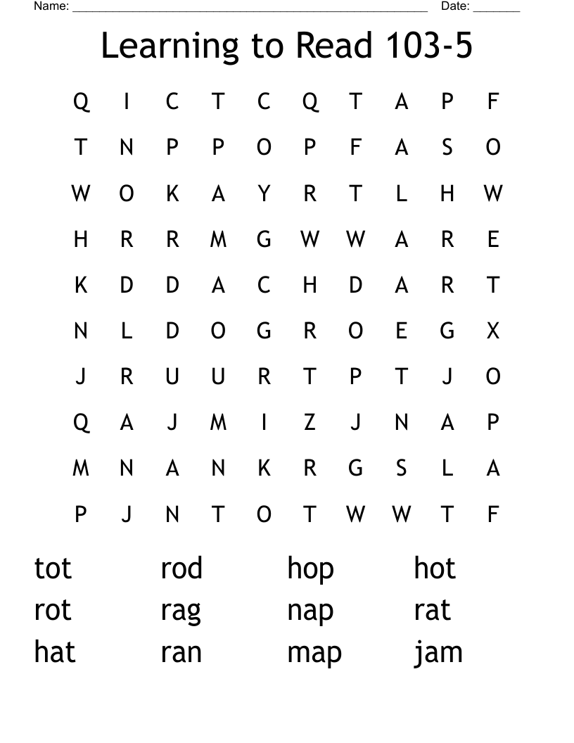 Learning to Read 103-5 Word Search