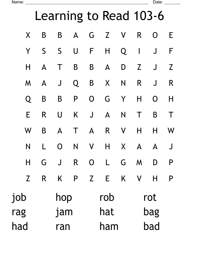 Learning to Read 103-6 Word Search
