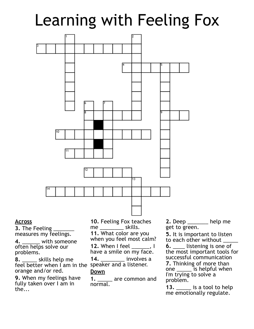 Learning with Feeling Fox  Crossword