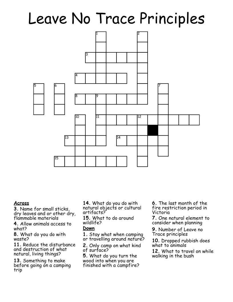 Leave No Trace Principles Crossword