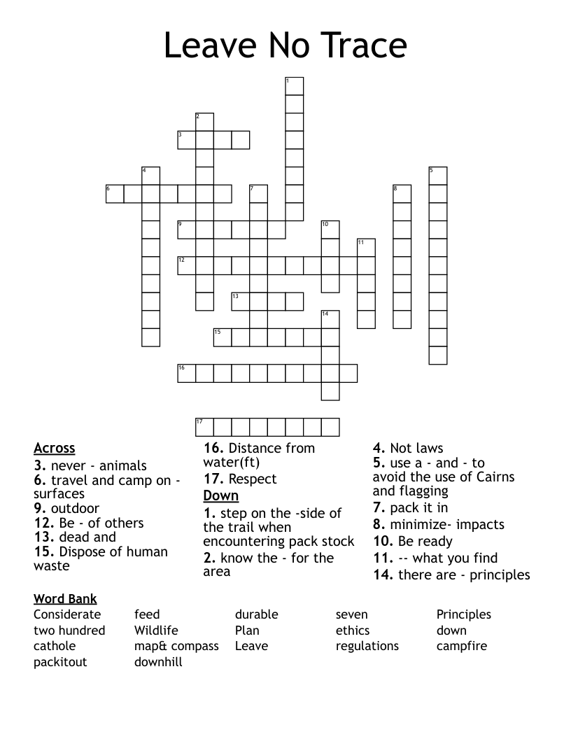 Leave No Trace  Crossword