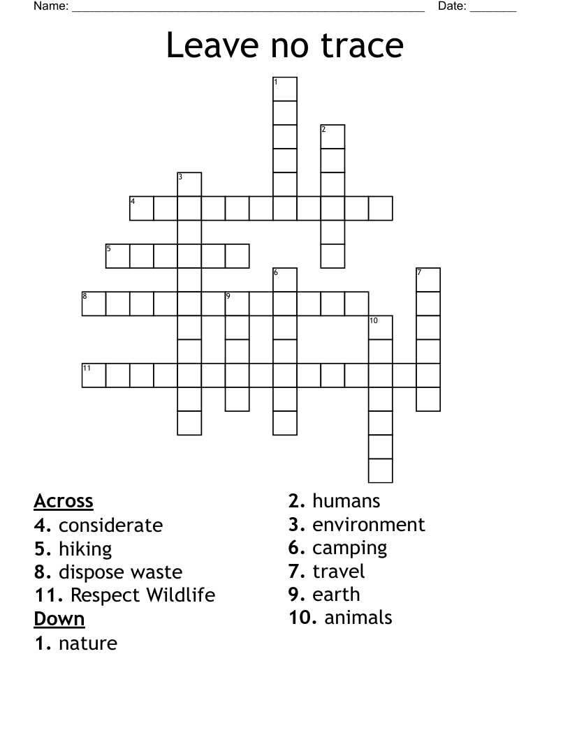 Leave no trace  Crossword