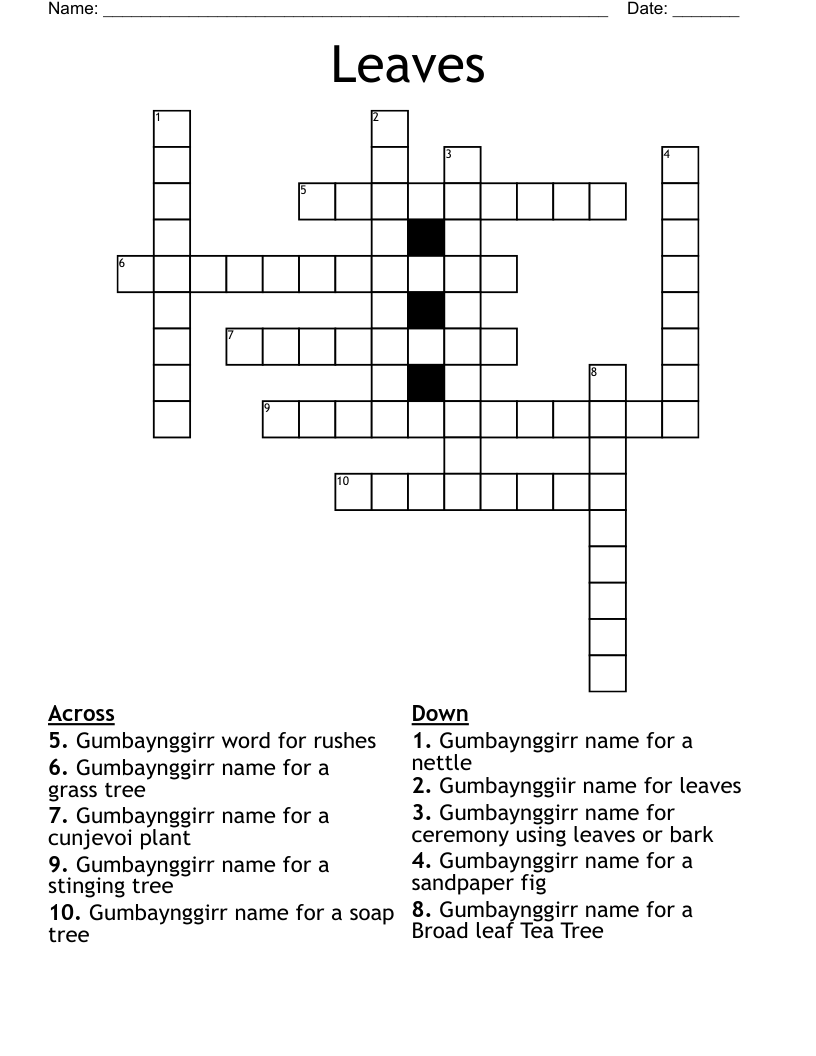 Leaves Crossword