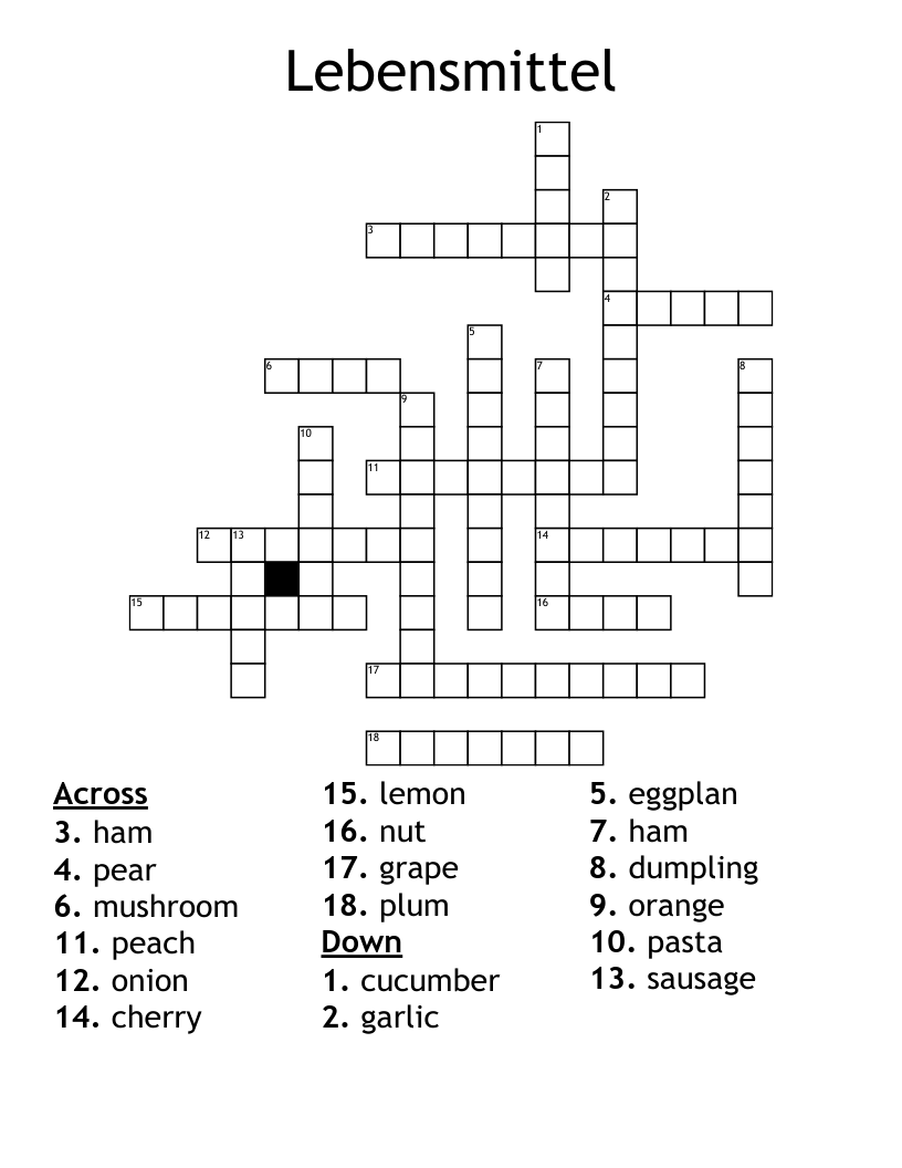 Lebensmittel Crossword