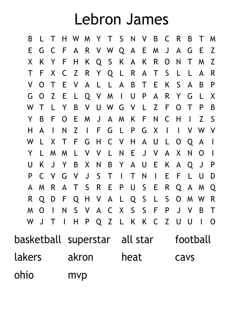 Lebron James Word Search