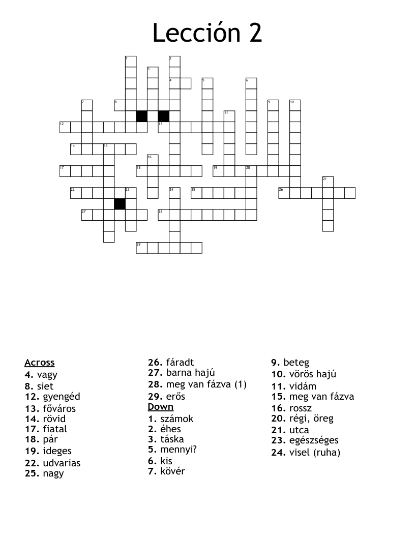 Lección 2 Crossword