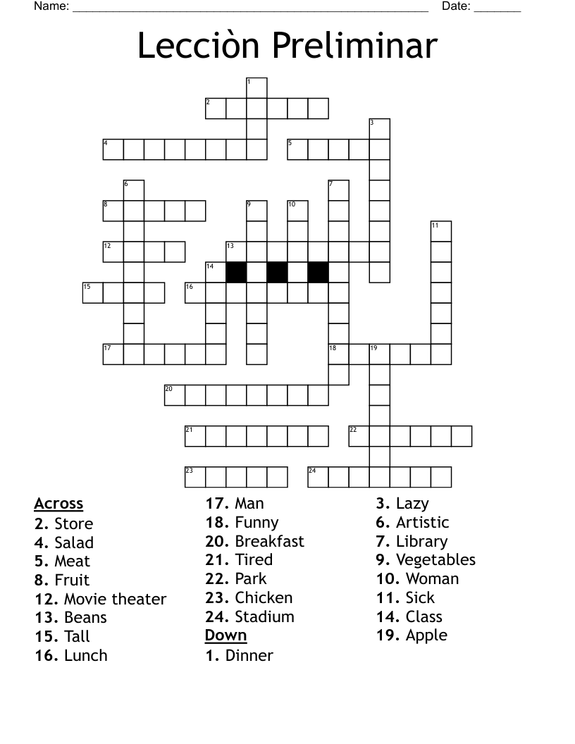 Lecciòn Preliminar Crossword