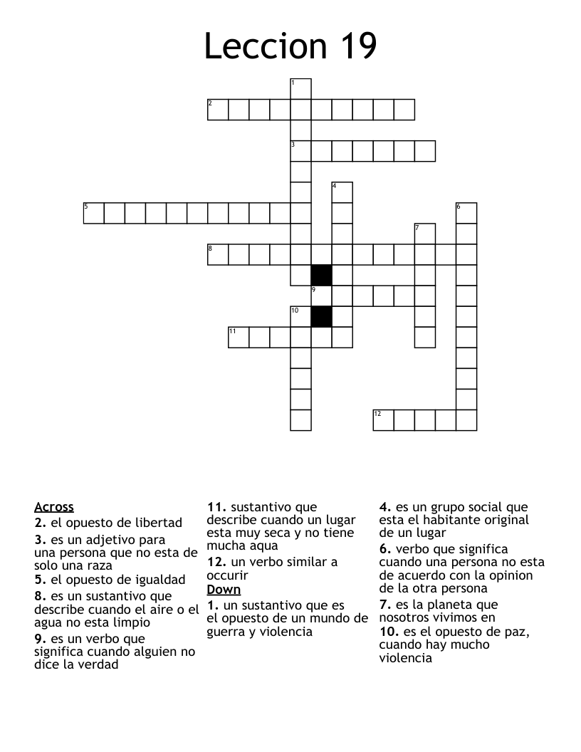Leccion 19 Crossword