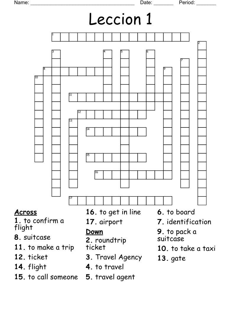 Leccion 1 Crossword