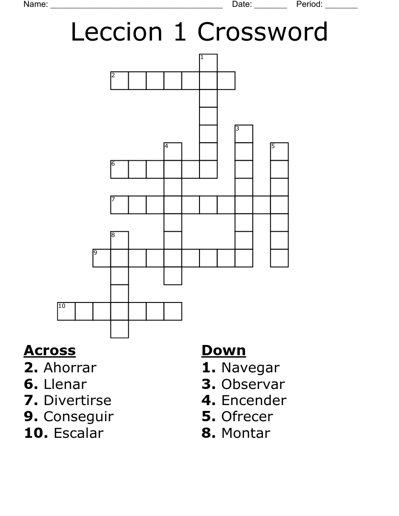 Leccion 1 Crossword