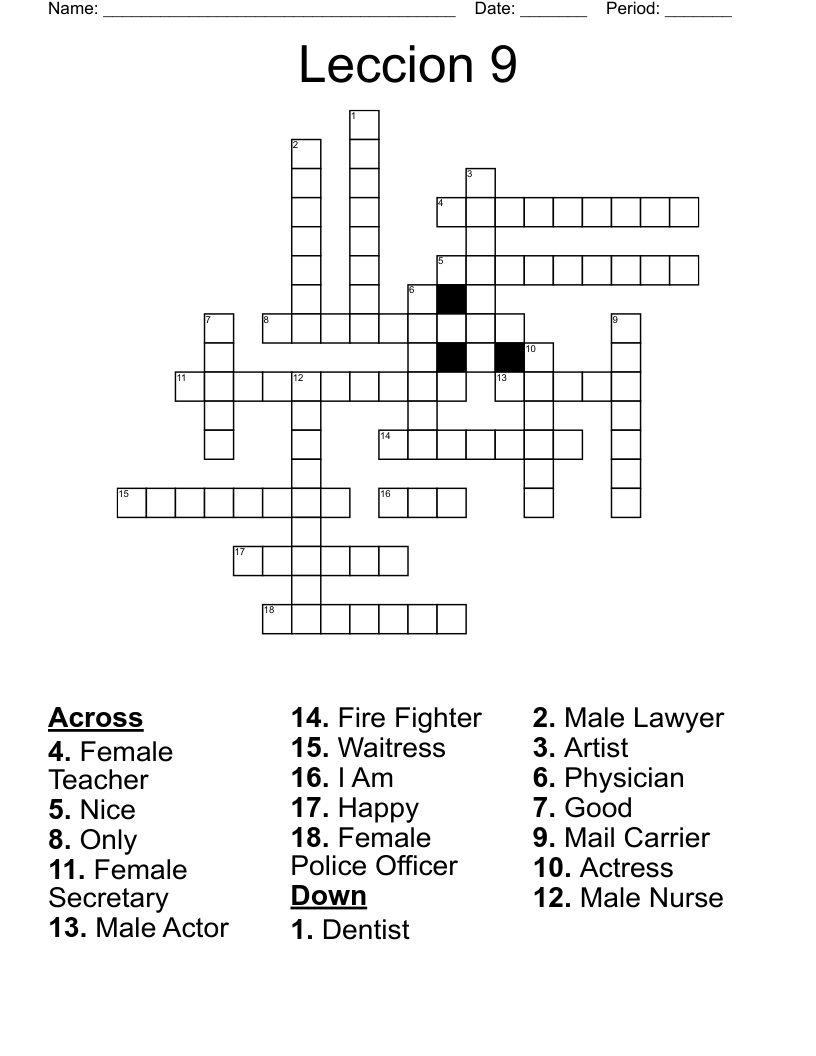 Leccion 9 Crossword