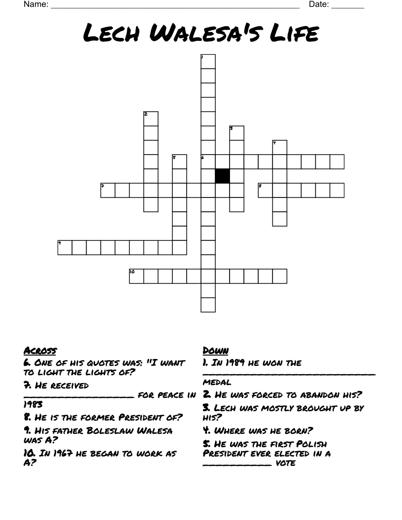 Lech Walesa's Life Crossword